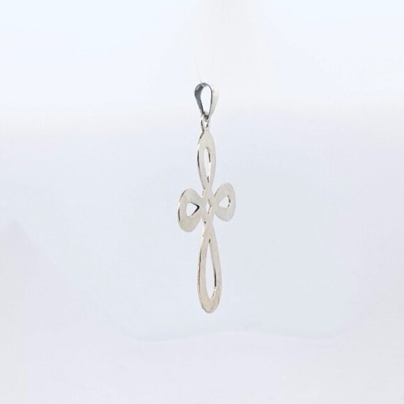 Vintage Sterling Silver 925 Large Cross Pendant Signed MWS Estate Jewelry - Picture 2 of 9